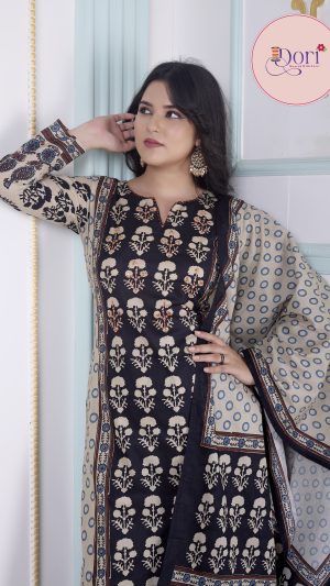 Women's Hand-Block Print Cotton 3-Piece Set (E1)